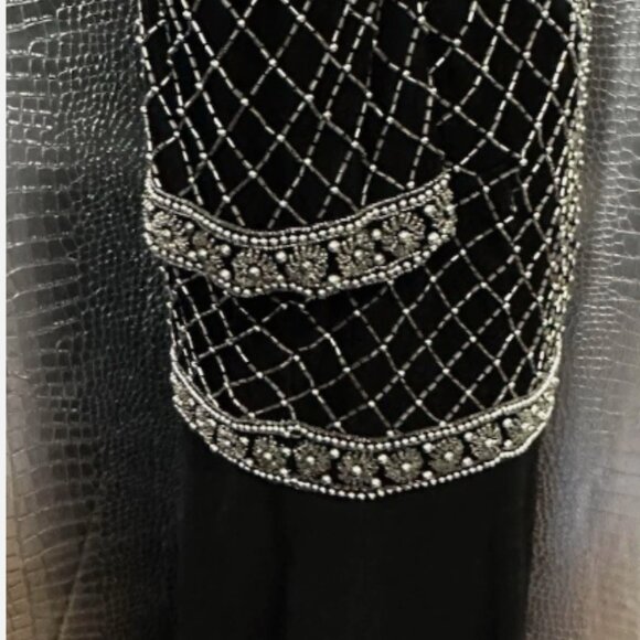 Alyce Designs Black Beaded Formal Dress- Silver Beads Women’s Vintage Size 1X - Picture 3 of 15